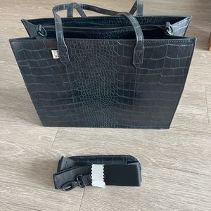 Beis black croc tote